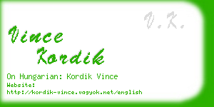 vince kordik business card